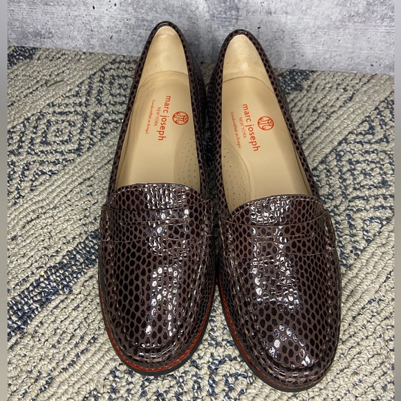 Marc Joseph New York East Village Women’s Faux Snake Penny Loafer In Chocolate - Picture 4 of 9